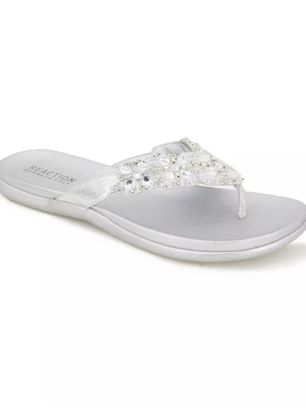 Reaction Kenneth Cole Silver Jeweled Toe-Post Sandal